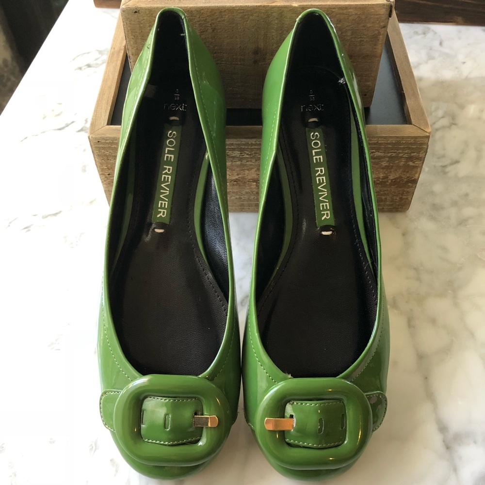NWOT NEXT U.K. Green Patent Flats US SIZE 8